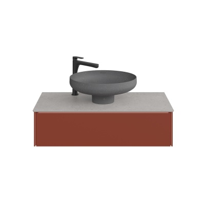 Столешница из керамогранита для раковин SAFI Риккарди 90 см, серый светлый матовый