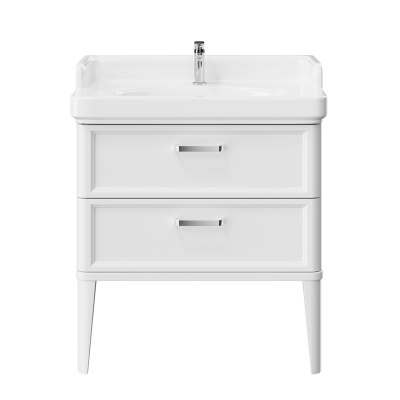 Тумба POMPEI напольная с 2 ящиками 80, белая глянцевая