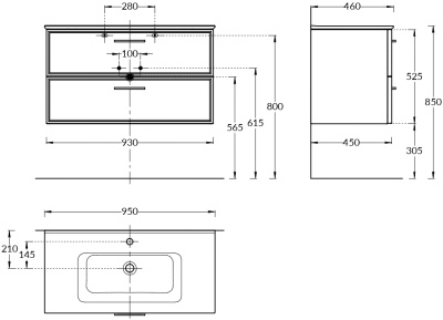Тумба PIANO Classic подвесная 95, ясень белый матовая
