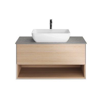 Тумба PLAZA Modern подвесная с ящиком и полкой 100, дуб Виченца