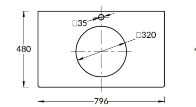 Столешница из керамогранита для раковин, встраиваемых сверху Про Чементо 80 см, серый светлый натуральный