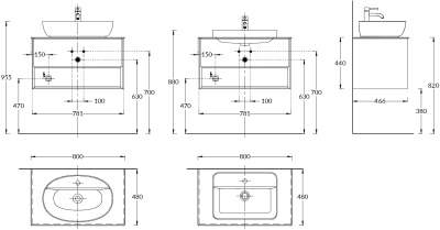 Тумба PLAZA Modern подвесная 80, рush, 1 ящик, подсветка, белый матовый + Шалфей