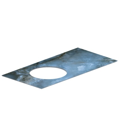 Столешница из керамогранита для раковин, встраиваемых сверху, Ониче 97 см, синий лаппатированный