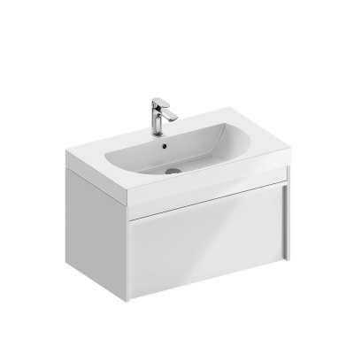 Тумба MODULA подвесная 80 с ящиком 1+1, белая глянцевая Тумба MODULA подвесная 80 с ящиком 1+1, белая глянцевая