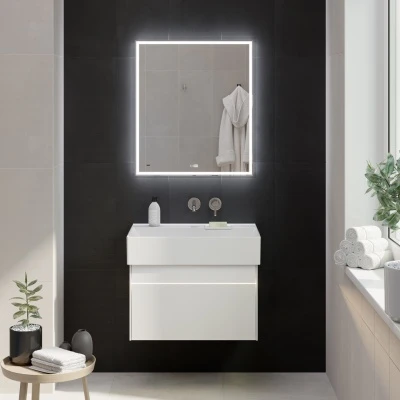 Зеркало TECNO c LED 70 с подсветкой, с функцией антизапотевание, белый глянцевый