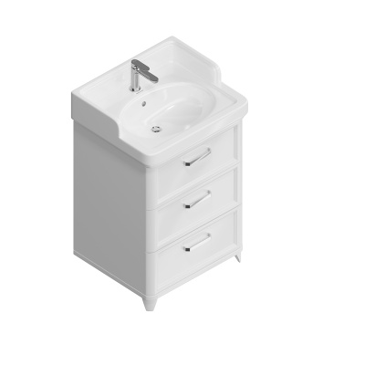 Тумба POMPEI напольная с 3 ящиками 60, белая глянцевая