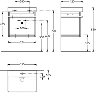 Металлическая структура PRO 55 подвесная, черная матовая