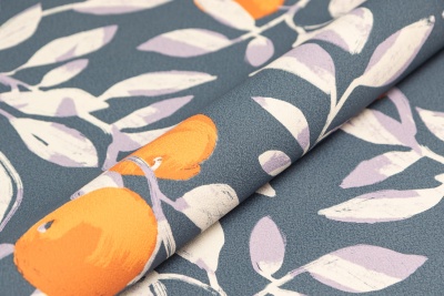 Обои виниловые на флизелиновой основе Шафран мотив, синий, апельсины