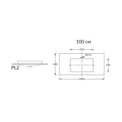 Столешница из керамогранита для раковин, встраиваемых сверху, Монте Тиберио 100 см, белый натуральный Столешница из керамогранита для раковин, встраиваемых сверху, Монте Тиберио 100 см, белый натуральный