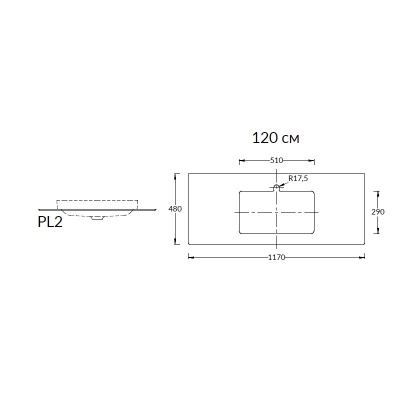 Столешница из керамогранита для раковин, встраиваемых сверху, Монте Тиберио 120 см, белый натуральный Столешница из керамогранита для раковин, встраиваемых сверху, Монте Тиберио 120 см, белый натуральный
