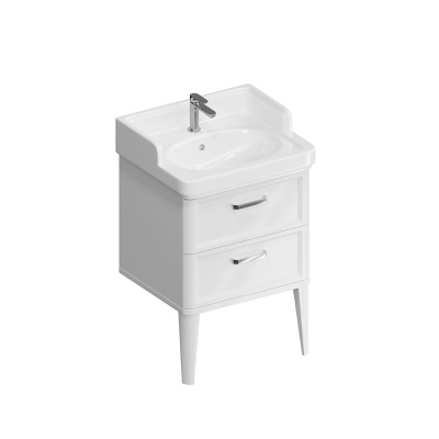 Тумба POMPEI напольная с 2 ящиками 60, белая глянцевая