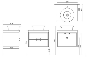 Столешница из керамогранита Арт Вуд 60х48, серая-бежевая (спец. изделие декоративное)