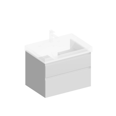 Комплект с белой тумбой и раковиной CUBO 70 см и зеркалом MIO