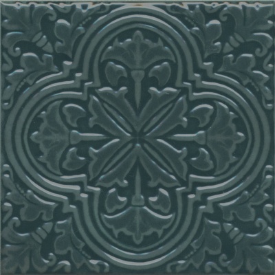 Декор Фес зелёный тёмный глянцевый 15x15x0,69