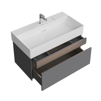 Тумба LOGICA подвесная 2 ящика 90 см, стальной серый Тумба LOGICA подвесная 2 ящика 90 см, стальной серый