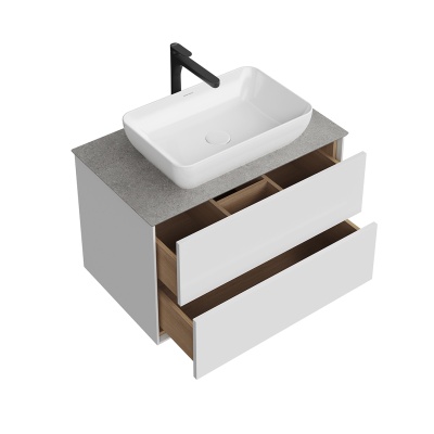 Тумба PLAZA Modern подвесная с ящиками 80, белая глянцевая