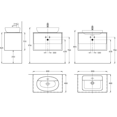 Тумба PLAZA Modern подвесная с ящиком и полкой 80, белая глянцевая
