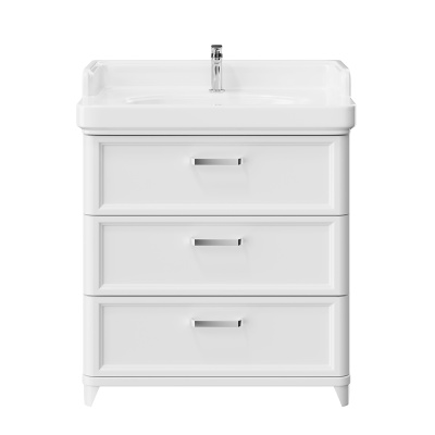 Тумба POMPEI напольная с 3 ящиками 80, белая глянцевая