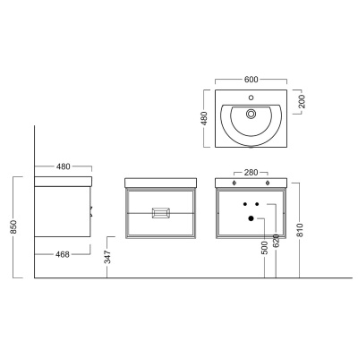Тумба CANALETTO подвесная с ящиками 60, белая глянцевая