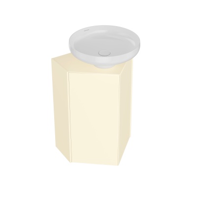 Тумба-модуль CARAVAN под раковину со столешницей без боковин, подвесная 50, push, сливочная матовая Тумба-модуль CARAVAN под раковину со столешницей без боковин, подвесная 50, push, сливочная матовая