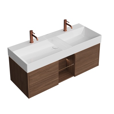 Тумба GRANDE подвесная 120, 2 ящика+открытая зона, структурированный орех Тумба GRANDE подвесная 120, 2 ящика+открытая зона, структурированный орех