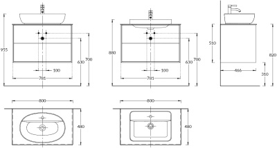 Тумба PLAZA Modern подвесная 80, push, 2 ящика, белая матовая