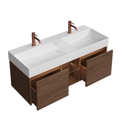 Тумба GRANDE подвесная 120, 2 ящика+открытая зона, структурированный орех Тумба GRANDE подвесная 120, 2 ящика+открытая зона, структурированный орех